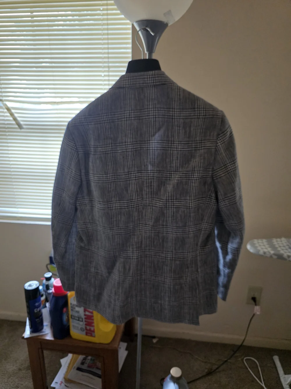 Men's Gray Plaid Two-Button Blazer